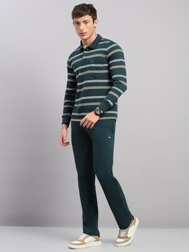 Monte Carlo Mens Regular Fit Striped Pattern Collar Full Sleeve Winter Tracksuit | Men Track Suit | Stylish Sportswear Set with Jacket and Lower | Activewear Set For Men's Green M (Pack Of 1) 2