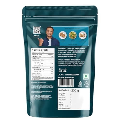 Farmley Edible Seeds Combo 400 g | Chia Seed + Sunflower Seed + Pumpkin Seed I Superfood Mix for Healthy Eating | Rich in Protein & Fiber (200g, each) (Pack of 2) 2