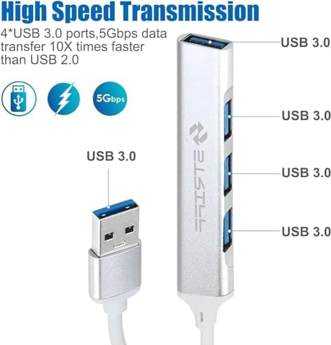 STRIFF USB 3.0 Hub, 4 Port USB Hub Splitter,Portable USB Adapter Mini Multiport Expander for Desktop, Laptop, Xbox, Flash Drive, HDD, Console, Printer, PC, Keyboards, HP, Dell 2