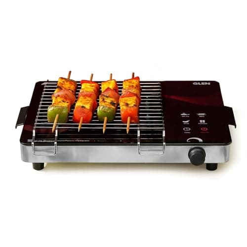 Glen 2000W Infrared Cooktop Stove with Grill Rack for Barbecue, Crystal Glass Plate, Digital Display, 3 Preset Cooking Modes, Touch Control, Infrared Hot Plate (SA3074_Infra)