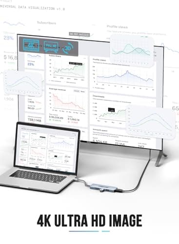 Lemorele USB C Hub 5 in 1 with 4K@30Hz HDMI Port, Space Aluminum Type C Hub Adapter, 2 USB, SD/TF, for MacBook Pro/Air, Windows System (Requires DP Alt Mode Support) 4