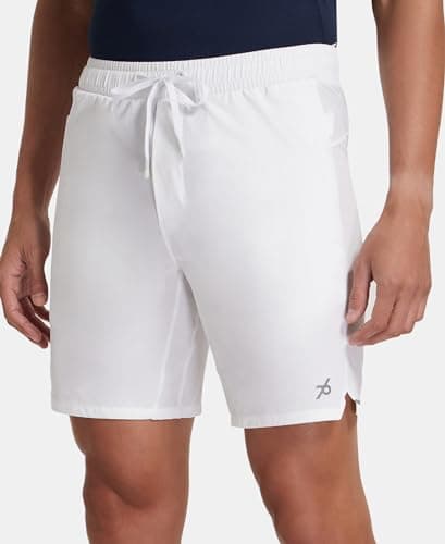 Jockey MV20 Men's Recycled Microfiber Elastane Stretch Straight Fit Solid Shorts with Stay Fresh Treatment_White_M 2