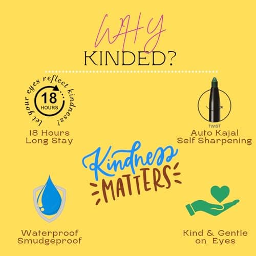 KINDED Kind Eyes Kajal 3 in 1 Kohl Kajal Eye Liner Smokey Eye Shadow Waterproof Smudge Proof 18 Hours Long Stay Colour One Stroke Auto Kajal Pencil for Eye Makeup (Butterfly Blue, 0.35 gm) 3