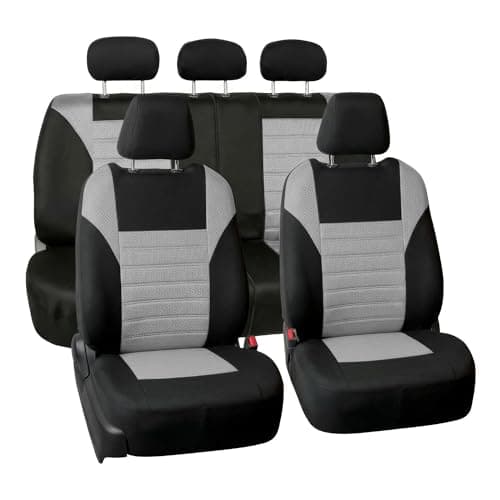 FH Group FB068115 3D Air Mesh Seat Covers Full Set (Airbag & Split Ready), Gray/Color- Fit Most Car, Truck, SUV, or Van