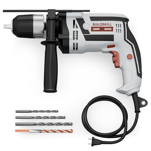 BUILDSKILL 800W Impact Drilling Machine for Home Use | 13MM Keyless Chuck | Copper Motor | 3300 RPM Variable Speed | Forward & Reverse | Drill Machine for Wall Drilling, Screwdriving & Impact Drilling