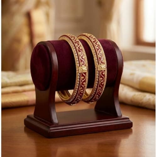ACCESSHER Gold Plated Red Enamel Bangle Style Brass Kada for Women | Traditional Rajwadi Bangles with White Stones | Stylish Bangles Set for Girls and Women (2.8) 2