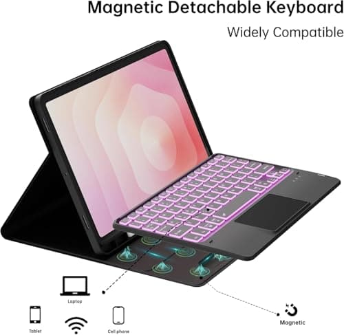 RTSY Keyboard Case for Samsung Galaxy Tab S11 (11 Inch) Model SM-X730/X736B with Multi Touch Trackpad & 7-Color Backlit,Mutiple Viewing Angle,Magnetically Detachable Wireless Bluetooth Keyboard Cover 5