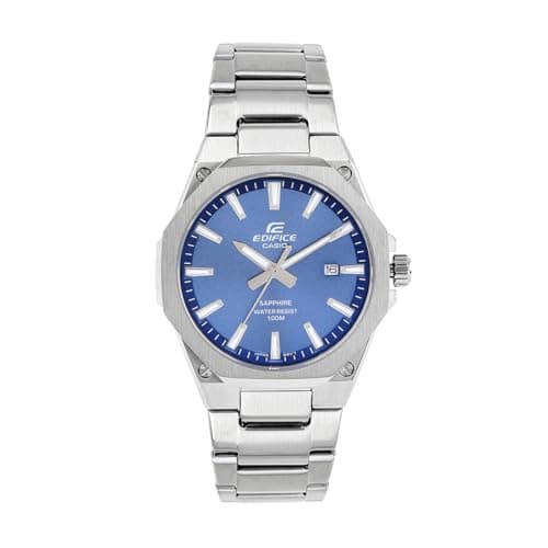 Casio Edifice EFR-S108D-2AVUDF Blue Analog Dial Silver Stainless Steel Band Men's Watch Slim Case Sapphire Glass ED602