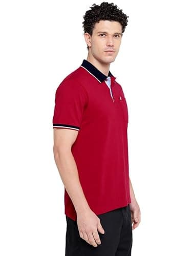AMERICAN CREW Polo Collar T-Shirt for Men with Pocket (AC526-L_Jester Red) 5