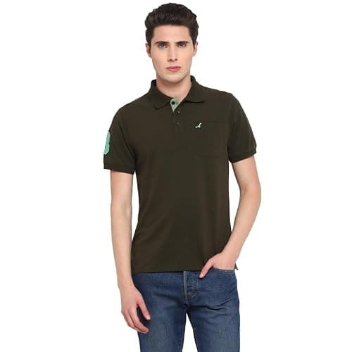 AMERICAN CREW Polo T-Shirt for Men with Pocket with No.3 Applique (AC274-L_Olive)