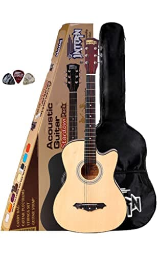 Intern 38 Inch Acoustic Guitar Cutaway with Carry Bag & Picks | Wooden Guitar for Beginners, Adults | Perfect Acoustic Guitar for Learning, Jamming & Stage Performance Matt.(Natural)