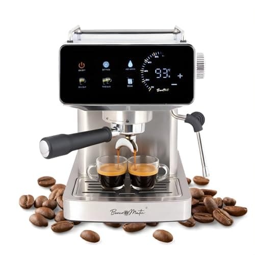 BEVEROMATIC Espresso Coffee Machine I BIS Certified-Made in India I Touchscreen Display I Milk Frother I 1350 Watts, 20 Bar Pump, 1.8 Ltr Water Tank I Latte & Cappuccino Maker for Home & Office