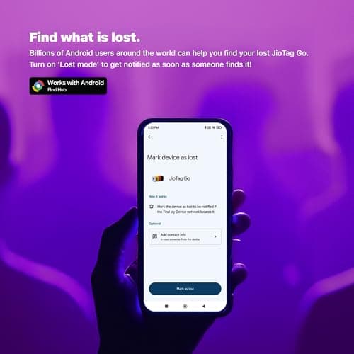 JioTag Go |India's First Android Tag | Google Find My Device Item Finder| Worldwide Tracking for Keys, Wallets, Luggage, Gadgets and More|1+1 Year Battery|No SIM Needed|BT 5.3|for Android Only 6