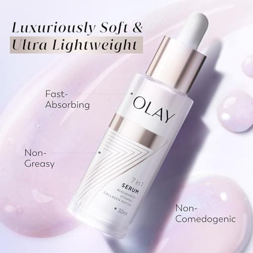 Olay 7in1 Ultra-light Face Serum | Niacinamide, Vitamin C, Collagen Peptides | Fights 7 Issues for Smooth & Glowing Skin | Normal to Oily Skin | Dermatologically Tested | Non Comedogenic | 30ml 3