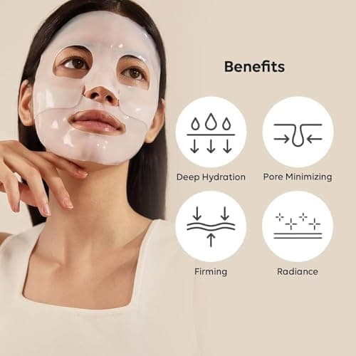 Glow Rest Bio Collagen Face Mask Overnight – Korean Collagen Mask for Glass Skin | Hydrating, Pore Minimizing, Skin Firming | 50,000ppm Collagen Hydrogel Mask (Pack of 2) 3