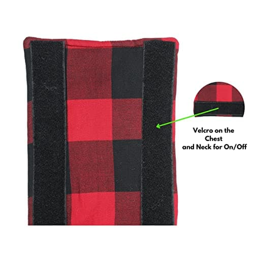 Foodie Puppies Dog Winter Clothes Reversible Pet Jacket - (Red & Black, 10 inch) Printed Warm Fleece Coat Windproof, Water Resistant Padded Cold Weather Comfortable Coat, Adjustable with Velcro Tape 3