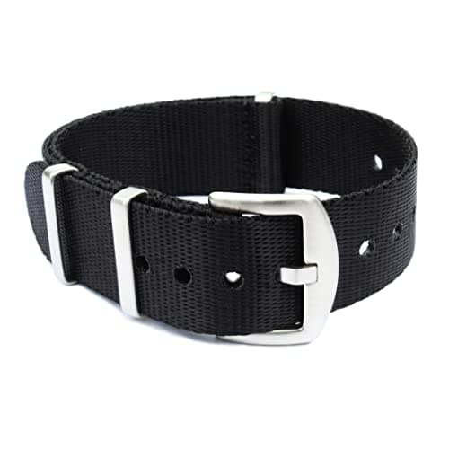 WAMD Seat Belt NATO Nylon Fabric Watch Straps/Bands - Choice of Colour & Width (Black, 24 mm)
