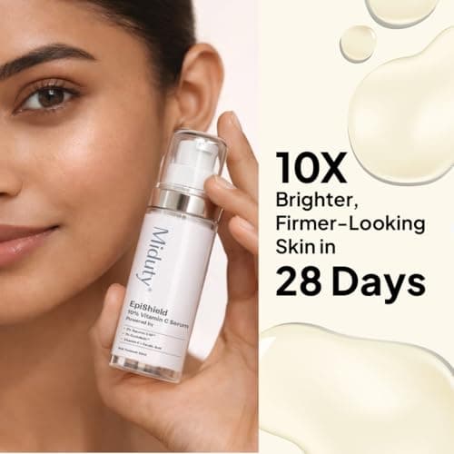 Miduty EpiShield 10% Vitamin C Serum | First Serum Designed Especially for Indian Skin, For Dull Skin, Dark Spots & Pigmentation | Powered by SUPEROX-C(Kakadu Plum) & CycloRetin(Prince Ginseng)-30ml 3
