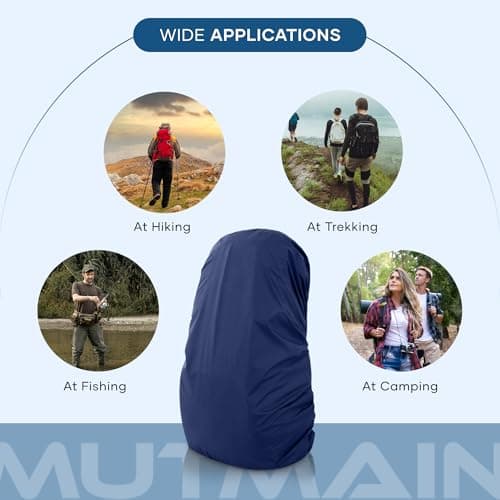 MUTMAIN Waterproof 55L to 75L Rain Cover for Rucksack Backpack Bag, Suitable Bags for Hiking, Camping & Trekking XL Bag, Two Side Adjustable Buckle and Elastic Protect from Rain and dust, Navy blue 5