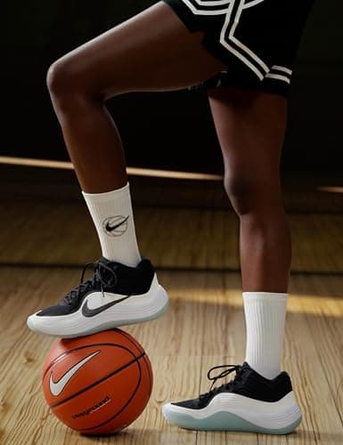 Nike Men Precision 8 MID Black/Black-White-ICE Blue Basketball Shoes 9 UK 2