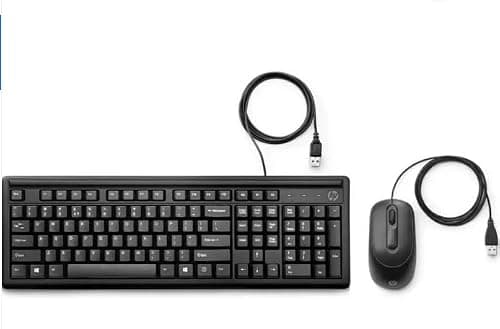 HP KM160 Wired Keyboard and Mouse Combo Full-Size Keyboard, 1600 DPI Ergonomic Optical Sensor Mouse, Instant USB Plug-and-Play, 12 Shortcut Keys, Adjustable Slope Keyboard (3-Years Warranty) 3