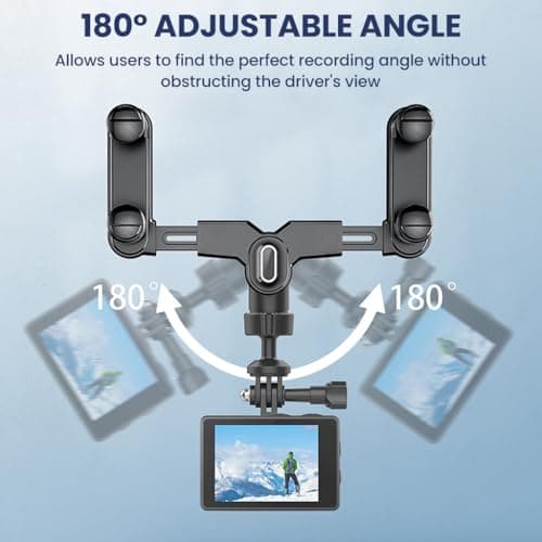 ZORBES® Action Camera Mount for Car Rear-View Mirror, Driving Recorder Bracket, Clamp-On 180° Adjustable Action Camera Mount with 1/4'' Screw, Ideal for Dash Cam, Action Cams 3