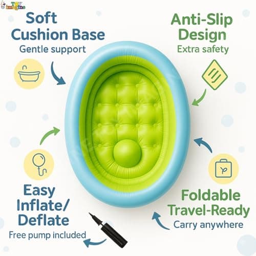 Toy Imagine 3 ft Inflatable Baby Bath Tub – Oval Foldable Swimming Pool for Kids, Boys & Girls | Indoor & Outdoor Use with Manual Hand Pump (86 × 64 × 23 cm, Blue) 5