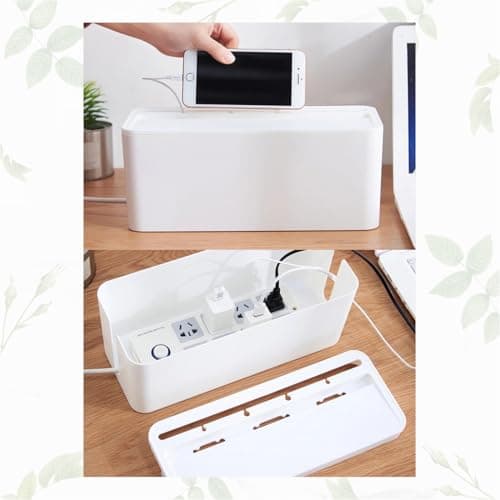 divinezon Cable Management Box Cord Organizer can Manage Hide Plugs Wires Power Strips USB Hub Router TV Computer Desk Cable for Home and Office | White 3