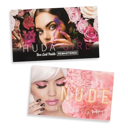 HUDA GIRL Beauty Rose Gold Remastered Edition + Nude Edition Eyeshadow Makeup Kit (Combo Kit of 2 Eyeshadow) Matte And Shimmers Finish,36 gm 4