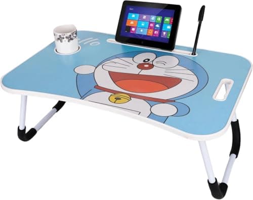 Multipurpose Foldable Laptop Table with Cup Holder | Table Home Study Writing Table, Foldable and Portable/Ergonomic Edges Kids & Adults (TUL-HELLO-.DOREMON.KUM)