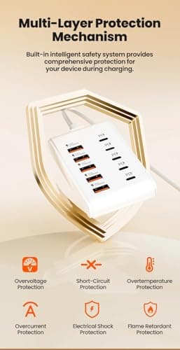 WISTAR USB Fast Charger, 10-Port Portable Charging Station, Suitable for Various Devices, Compatible for iPhone, iPad, Samsung, Google, Xiaomi, Huawei and Other USB Charging Devices 4