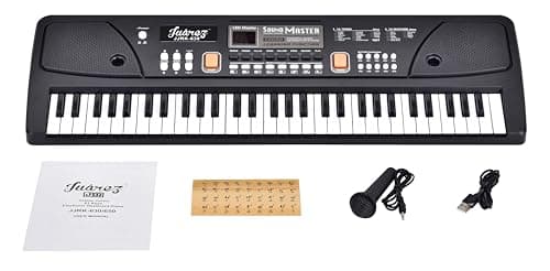 Juarez Junior 61 Keys Electronic Keyboard Piano JJRK-630 with LED Display, Microphone, USB Power Cord, Learning Function, Record & Playback, Single Speaker