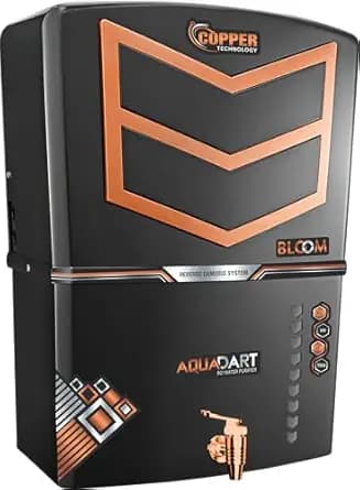 AquaDart Mineral RO+UV+UF 12 Liter RO + UV + TDS ADJUSTER Water Purifier With Copper Charge Technology Black & Copper Best For Home and Office (Made In India)