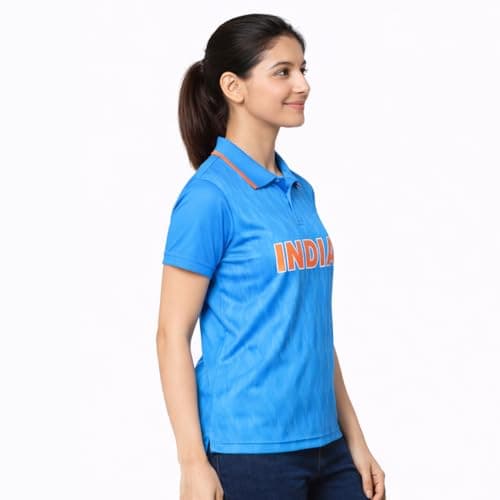 Unirec | Richa Ghosh 13 | India Cricket Fan Polo Jersey Tshirt for Men & Women | Lightweight Breathable Comfortable Sportswear | Indian Cricket Team Jersey | Sports Wear Blue T Shirt for Man - M 3