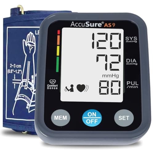 AccuSure AS9 Fully Automatic Digital Blood Pressure Monitor With Large Display, Most Advance Technology & Accurate Measurement - Arm Circumference (22-36Cm) includes Type-C USB power port, 4-Year Warr