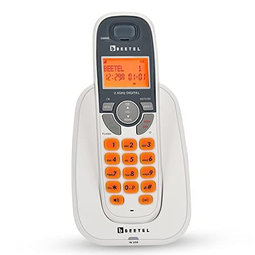 Beetel X70 Expandable Cordless Landline Phone, 2.4GHz Frequency, 2 Way Speaker Phone, Ringer Volume, LED Notification for Ringer and Charging (X70)(White)