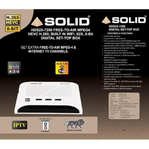 Tech-lobby Solid HDS2X-7290 S2X H.265 FTA STB with WiFi, 8 Bit HEVC, 25 Online Channels 5