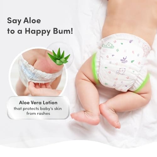 Mylo Baby Diaper Pants Medium (M) Size 7-12 kgs (76 count) Leak Proof | Lightweight | Rash Free | Upto 12 Hours Protection | ADL Technology | with Aloe Vera Lotion (38 Count, Pack of 2) 4