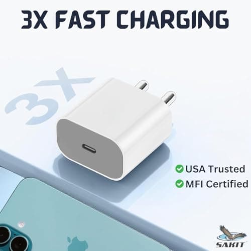 RAVIAD 20W Original (MFi-Certified) Super Fast Charger Adapter & Lightning Cable, Compatible with iPhone 14/14 Plus/14 Pro/14 Pro Max/13/12/11/X/8/7 Series, Fast Charging PD Wall Charger by Sakit 5