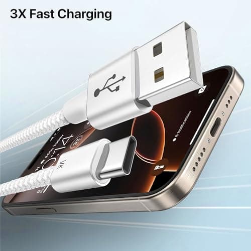 DR VAKU® USB-A to Type C 3A Fast Charging Original Cable 480Mbps Data Transfer Nylon Braided for iPhone 17/16/15, Samsung Galaxy S25 Ultra,S24, S23, S21, S22, OnePlus, Vivo & other ctype Devices- 1M 2