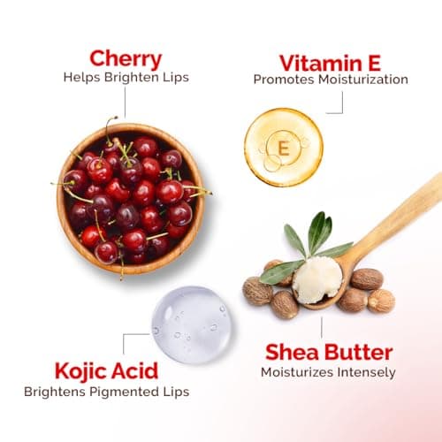 Mamaearth Cherry Moisture Therapy Lip Balm for Dry & Chapped Lips- 15 g | Heals, Brightens|Sheer Red Tint| Coconut Oil, Shea Butter, Cherry, Vitamin E, Ceramides, Kojic Acid | 100% Free of Petroleum J 5