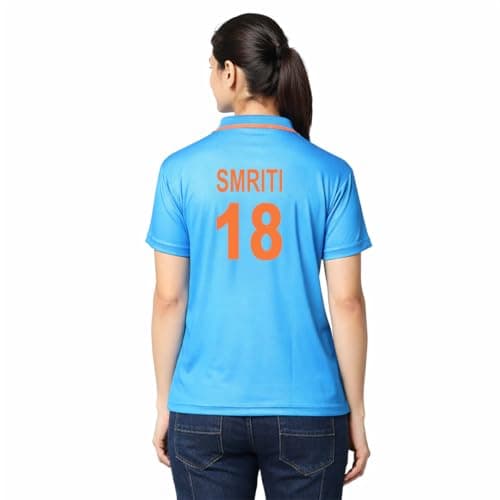 Unirec | Smriti | India Cricket Fan Polo Jersey Tshirt for Men & Women | Lightweight Breathable Comfortable Sportswear | Indian Cricket Team Jersey | Sports Wear Blue T Shirt for Man - XS 2