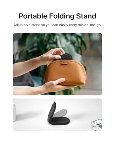 Belkin MagSafe Qi2 Wireless Charger | 2-in-1 Magnetic Foldable 15W | Fast Charger for iPhone 16, 15, 14, 13, 12 | Charging Station with Non-Slip Base | PSU Included | Black 5
