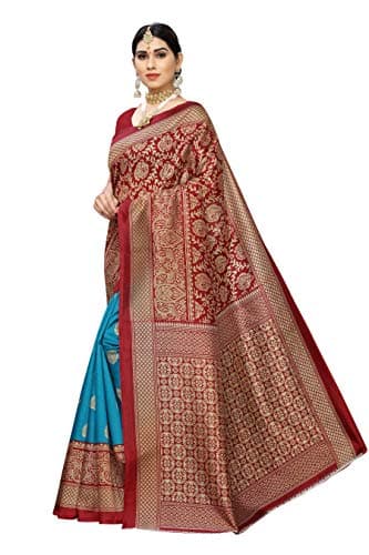 Yashika venkatagiri art silk with blouse piece Saree (SDPL-METRO_ Turquoise_ Free Size) 2