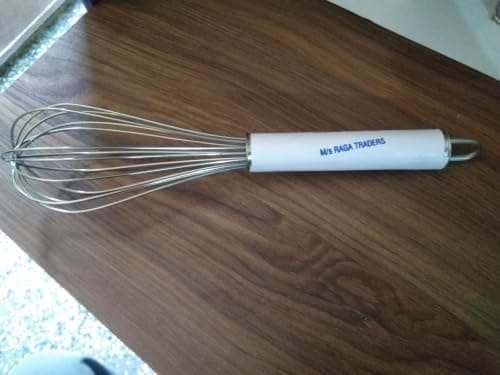 Raga Traders Stainless Steel Wire Whisk, White Label Handle, Manual Egg Beater for Mixing and Blending 2 Pice