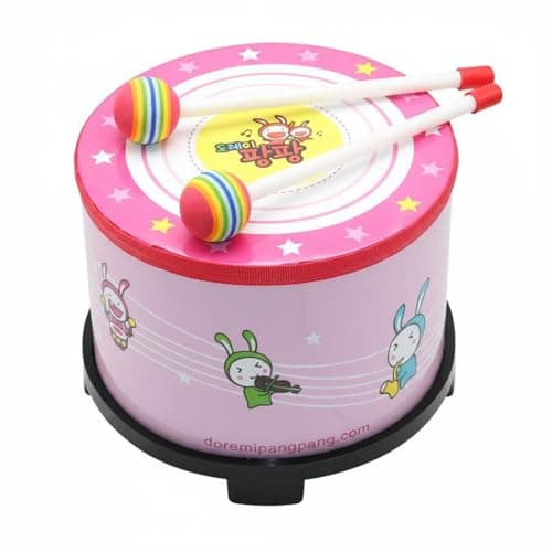 OJIVA® Early Education Cartoon Floor Drum Includes 2 Mallets Music Education Method Instrument Crisp Sound Children's Percussion Drum Sturdy for Toddlers