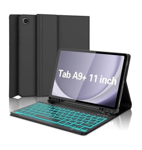 typecase Keyboard Case for Samsung Galaxy Tab A11+ / A11 Plus 2025 (11 Inch) & A9+/ A9 Plus 2023 (11 inch) with 7-Color Backlit,Multi Viewing Angle,Wireless Detachable Folio KB Cover with S Pen Holder