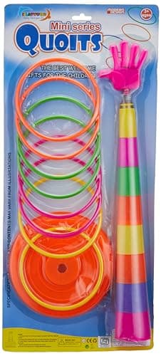 Niku 2 in 1 Ring Toss Game for Kids | Indoor Outdoor Fun Learning Activity Toy | Stacking Rings & Target Throw Game | Multicolor Plastic Toy for Baby | Birthday Gift for 1-5 Years