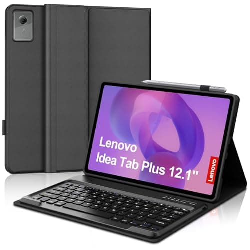 Keyboard Case for 2025 Lenovo Idea Tab Plus 12.1 Inch/Tab K12, Magnetic Detachable Wireless Keyboard & Premium PU Case with Pencil Holder for 12.1” Lenovo Idea Tab Plus/Tab K12 (TB361FU/TB361ZU)