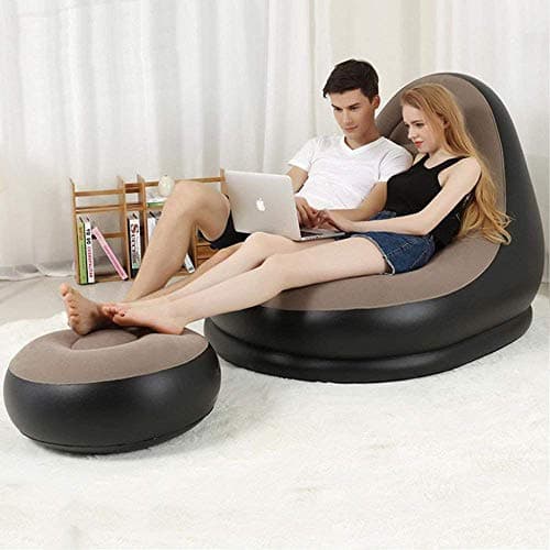 Drofail Inflatable Bean Bag Chair for Adults & Kids – Soft Flocked Air Sofa Lounge Seat, Portable Lazy Couch for Living Room, Bedroom Floor Chair (L Shape) 2